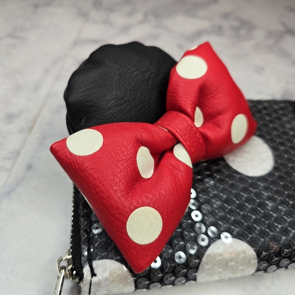 Loungefly Disney Minnie Mouse Mini Backpack and Wallet Bundle Black White Red - Picture 14 of 16